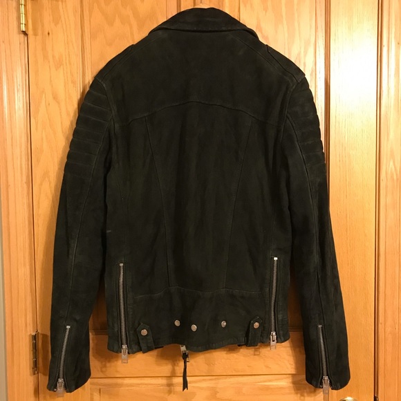Allsaints oversized suede leather moto jacket with zippers - Picture 6 of 14